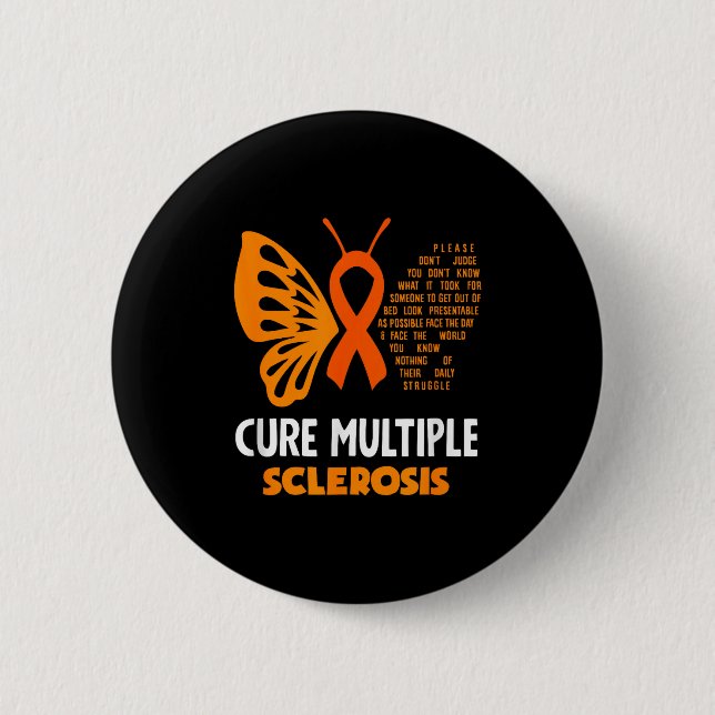 Cure Multiple Sclerosis Awareness Butterfly Ms Awa 6 Cm Round Badge (Front)