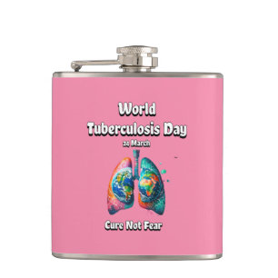 Cure Not Fear. World Tuberculosis Day. Hip Flask