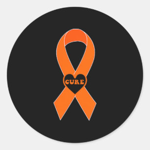 Cure Orange Ribbon Multiple Sclerosis Awareness Ms Classic Round Sticker