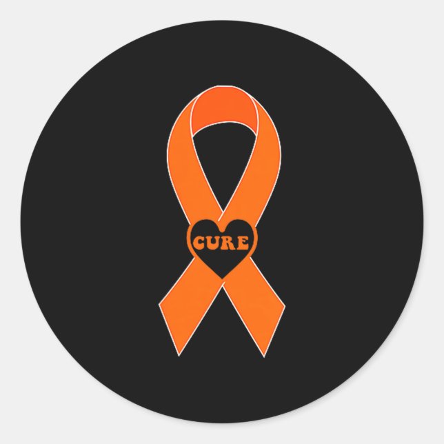Cure Orange Ribbon Multiple Sclerosis Awareness Ms Classic Round Sticker (Front)