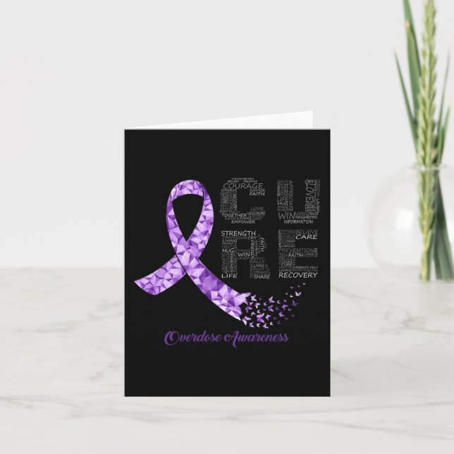 CURE Purple Ribbon Overdose Awareness  Card (Front)