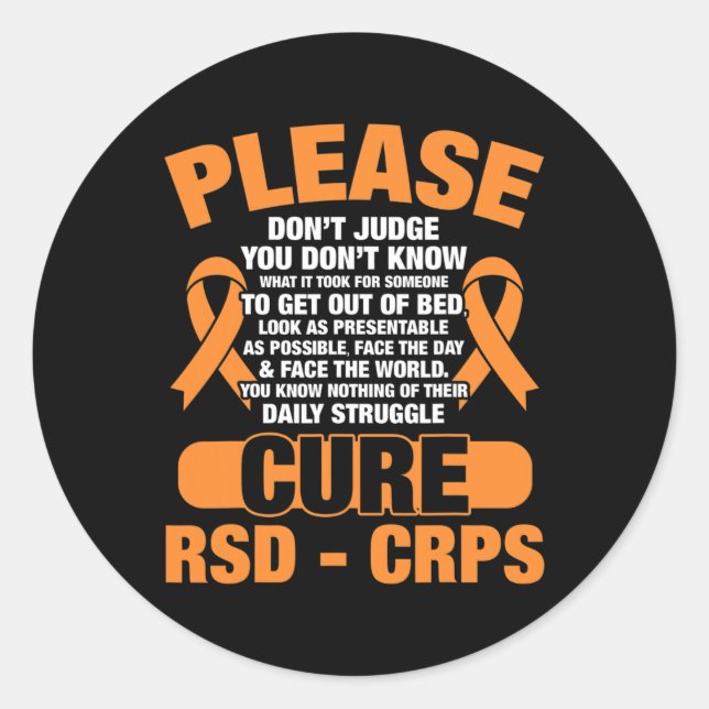 Cure RSD CRPS Support RSD CRPS Awareness  Classic Round Sticker (Front)