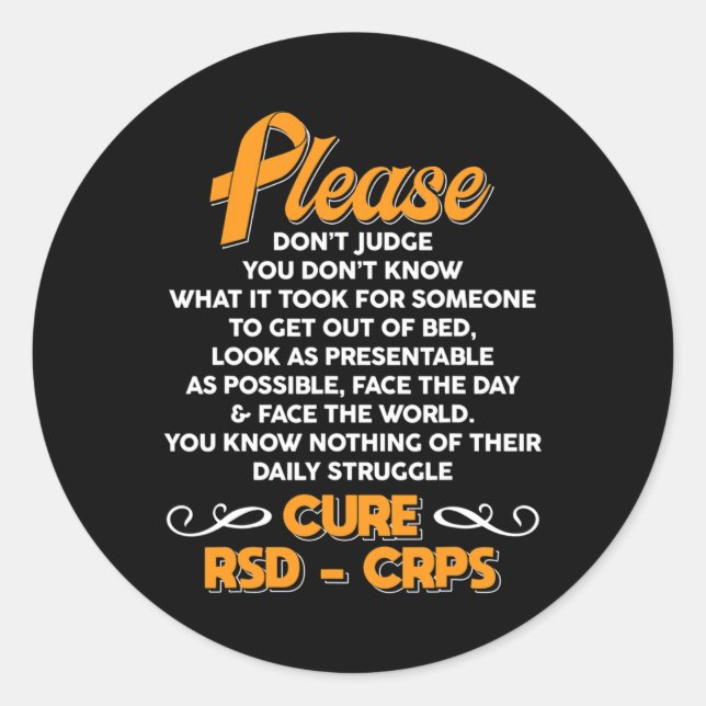 Cure Rsdcrps Support Rsdcrps Awareness  Classic Round Sticker (Front)