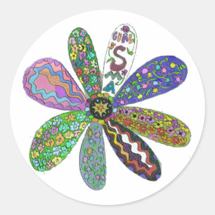 Cure SMA Flower Power Classic Round Sticker
