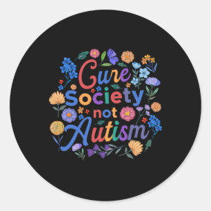 Cure Society Not Autism Awareness Floral Neurodive Classic Round Sticker
