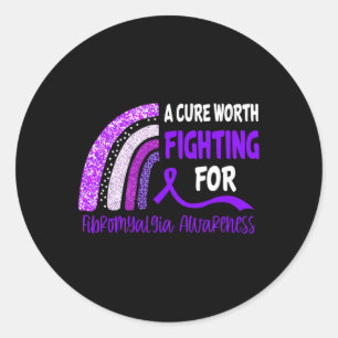 Cure Worth Fighting For Fibromyalgia Awareness  Classic Round Sticker