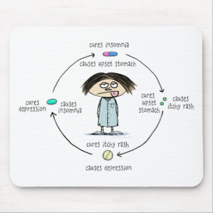 Cures and Causes   Funny Medication Cartoon Mouse Pad