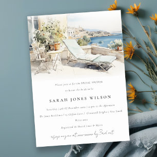 Curfu Greece Watercolor Landscape Bridal Shower Invitation