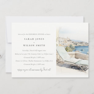 Curfu Greece Watercolor Landscape Rehearsal Dinner Invitation