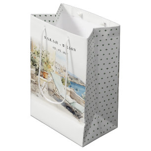Curfu Greece Watercolor Landscape Wedding Medium Gift Bag