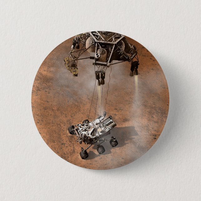 Curiosity Rover Landing On The Martian Surface. 6 Cm Round Badge (Front)