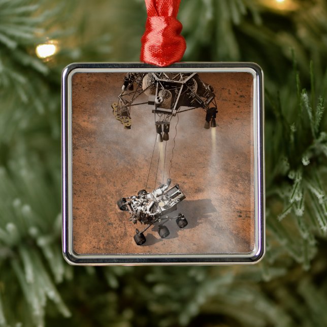 Curiosity Rover Landing On The Martian Surface. Metal Ornament (Tree)
