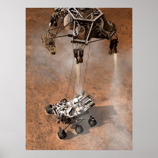 Curiosity Rover Landing On The Martian Surface. Poster (Front)