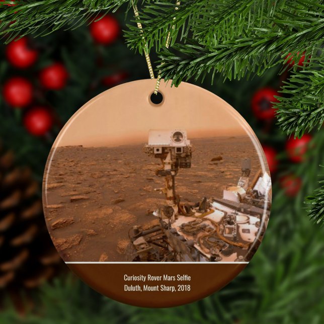 Curiosity Rover Mars Mount Sharp Selfie Christmas Ceramic Ornament (Creator Uploaded)