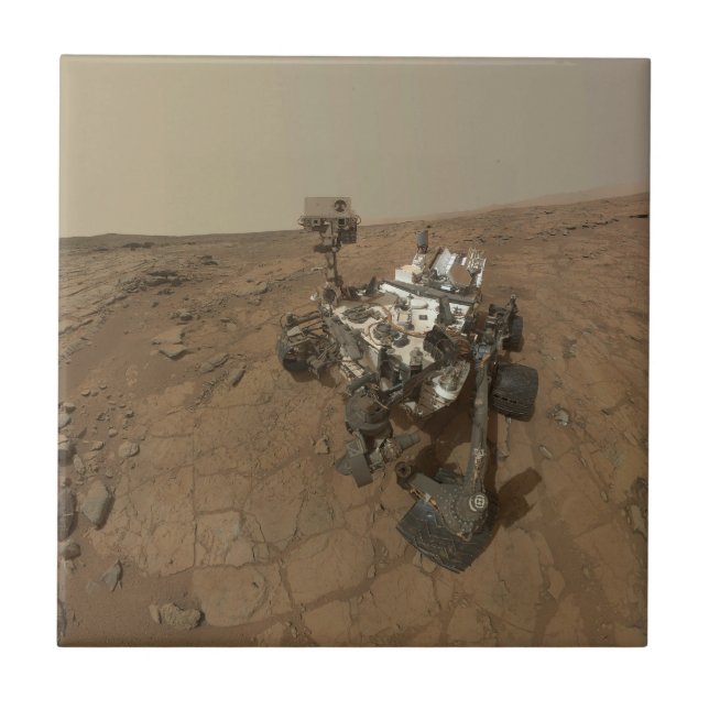 Curiosity Rover On The Surface Of Mars. Ceramic Tile (Front)