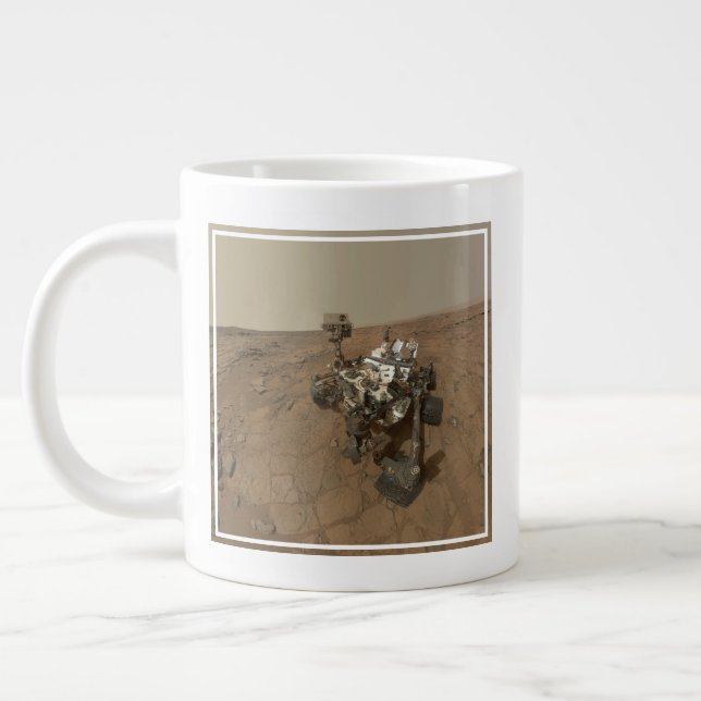Curiosity Rover On The Surface Of Mars. Large Coffee Mug (Left)