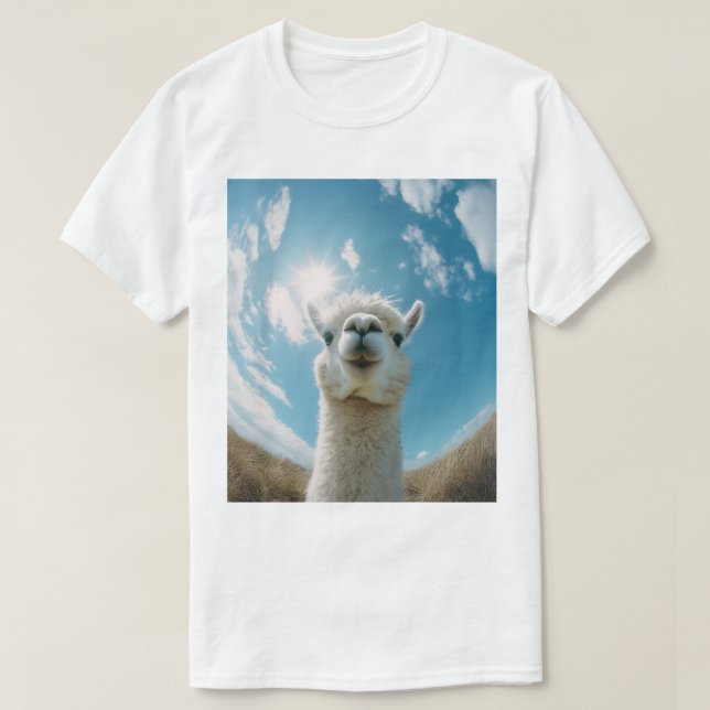 Curious Alpaca Under the Sun T-Shirt (Design Front)