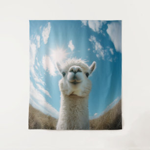 Curious Alpaca Under the Sun Tapestry