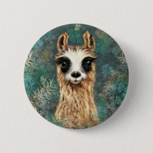 Curious Baby Llama - Cute 6 Cm Round Badge