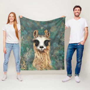 Curious Baby Llama - Cute - Fleece Blanket