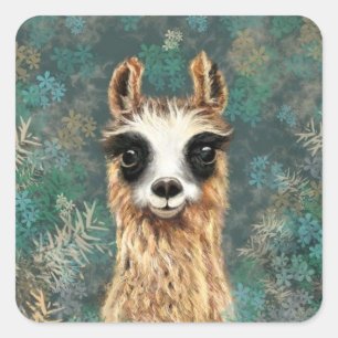 Curious Baby Llama - Cute Square Sticker
