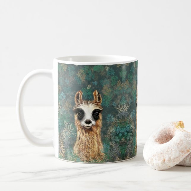 Curious Baby Llama Funny Mug Gift (With Donut)