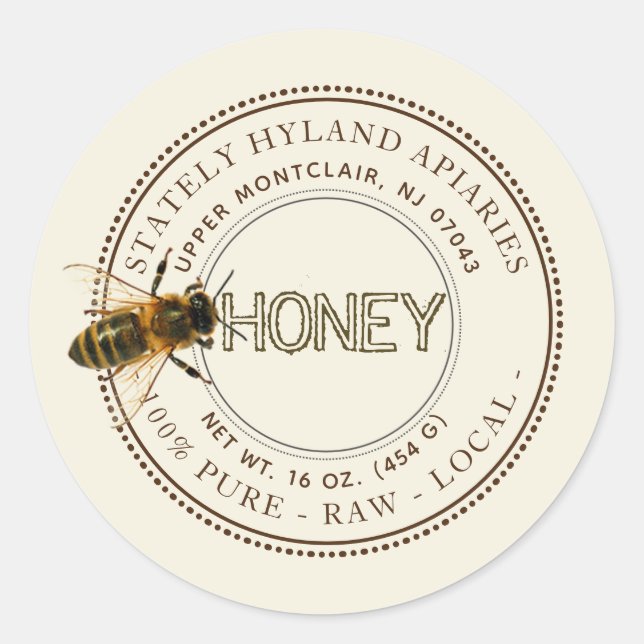 Curious Bee Editable Honey Label (Ivory) (Front)