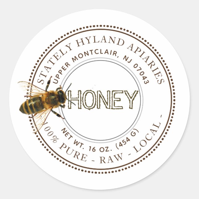 Curious Bee Editable Honey Label (White) (Front)