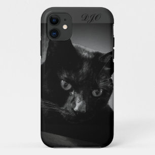 Curious Black Cat and monogram iPhone 11 Case