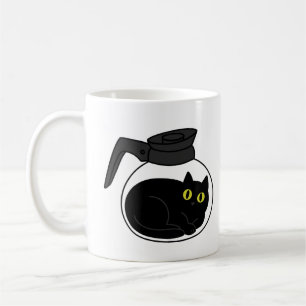 Curious Black Cat in Coffee Pot Mug