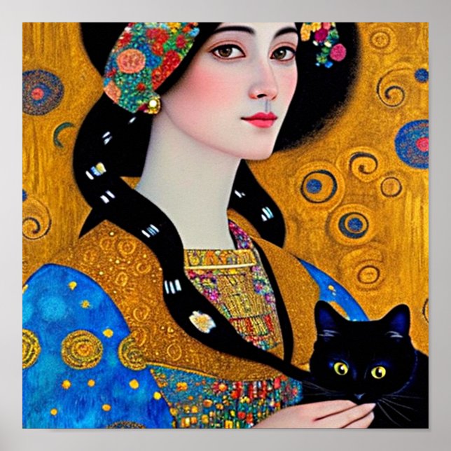 Curious Black Cat  Poster (Front)