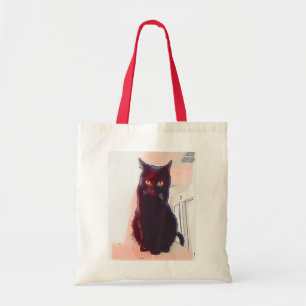 Curious Black Cat tote Bag