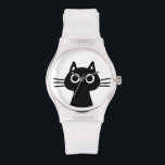 Curious Black Kitty Cat | Funky Feline Fashion Watch<br><div class="desc">This original black cat wrist watch is available in assorted styles for men,  women and kids. Quirky black kitty with wide eyes and long whiskers. A cool fashion accessory that makes a great gift for cat lovers. Visit Jenn’s Doodle World for many more stylish pet lover's watches.</div>