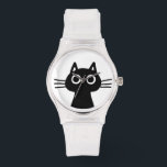 Curious Black Kitty Cat | Funky Feline Fashion Watch<br><div class="desc">This original black cat wrist watch is available in assorted styles for men,  women and kids. Quirky black kitty with wide eyes and long whiskers. A cool fashion accessory that makes a great gift for cat lovers. Visit Jenn’s Doodle World for many more stylish pet lover's watches.</div>