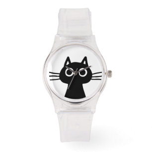 Curious Black Kitty Cat Funky Feline Fashion Watch