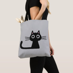 Curious Black Kitty Cat Kitten Fun Fashion Tote Bag