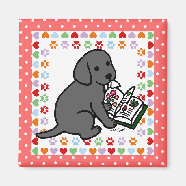 Curious Black Labrador Puppy Magnet (Front)