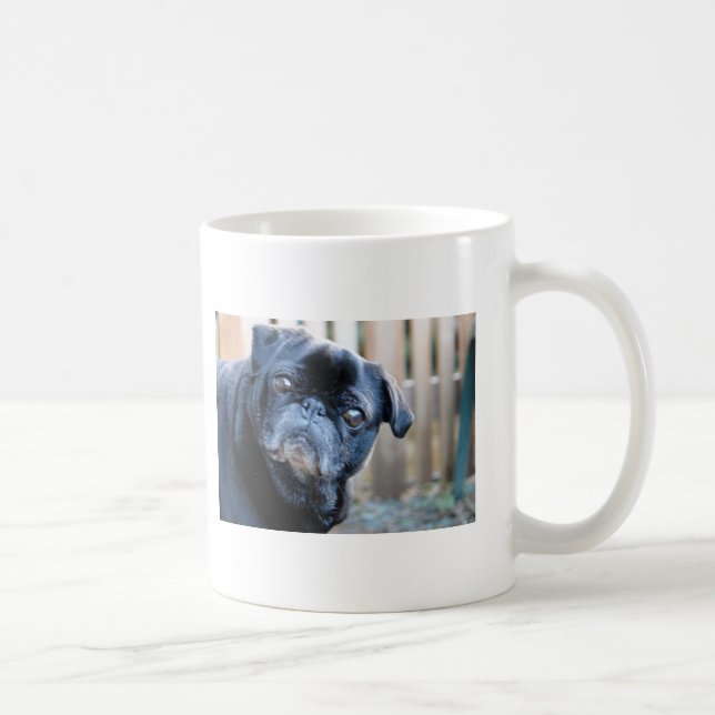 Curious Black Pug Mug (Right)