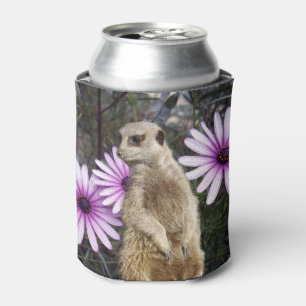 Curious Bloom: Meerkat Among Purple Daisies Can Cooler