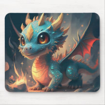 Curious Blue Chibi Dragon