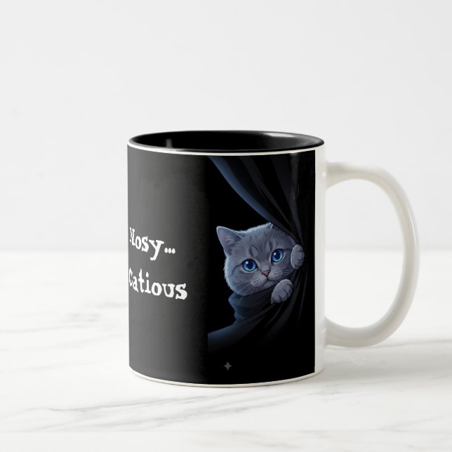 Curious Blue-Eyed Kitten Two-Tone Coffee Mug (Right)