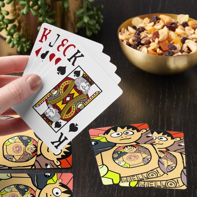 Curious Boy and His Whimsical Animals Playing Cards (Insitu)