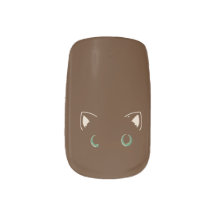 Curious brown cat nail design