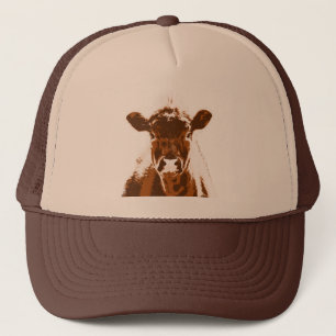 Curious Brown Cow Farm animal Trucker Hat
