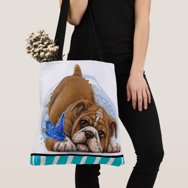 Curious Bulldog Teacher Tote - See Back! (Close Up)