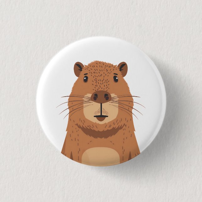 Curious Capybara Portrait 3 Cm Round Badge (Front)