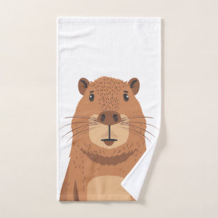 Curious Capybara Portrait Bath Towel Set