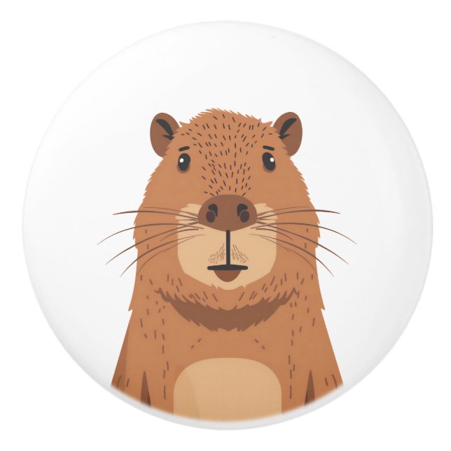 Curious Capybara Portrait Ceramic Knob (Front)