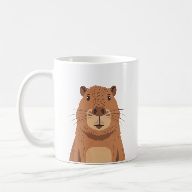 Curious Capybara Portrait Coffee Mug (Left)