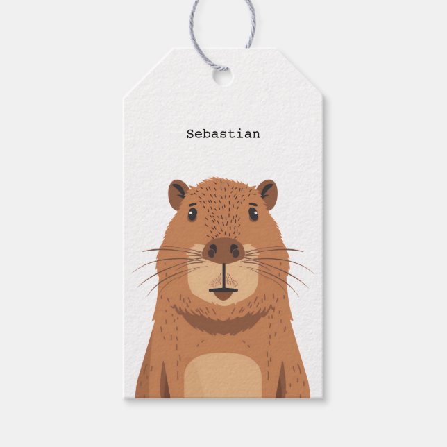 Curious Capybara Portrait Gift Tags (Front)